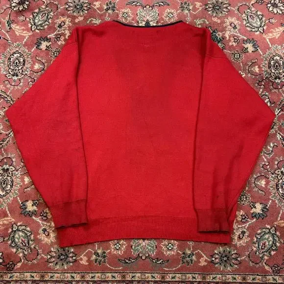 Vintage Tommy Hilfiger Knitted Jumper Red 90s Cotton - Picture 5 of 7